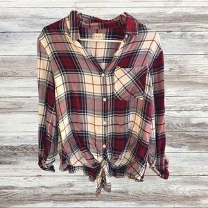 Altar'd State plaid tie front button-down